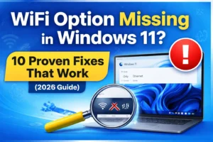WiFi option missing in Windows 11 settings after update showing no wireless network toggle