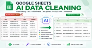 Messy Google Sheets data cleaned and organized with AI