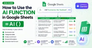 Google Sheets using the AI function to generate and categorize spreadsheet content